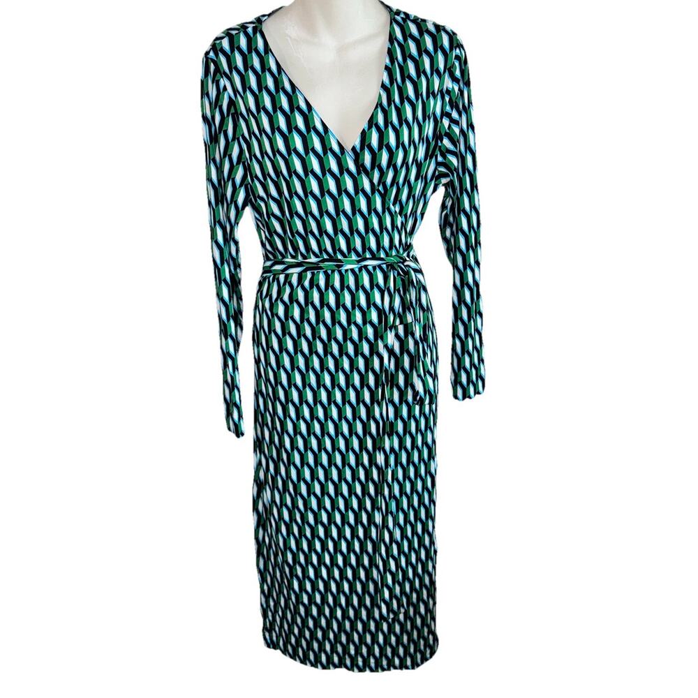 Diane Von Furstenberg Target Midi Arrow Geo Green Black Wrap Dress NWT 2023 XL